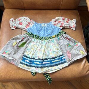 Matilda Jane Georgie Rose & Kite Print Swing Shirt Size 2 ( Runs BIG)